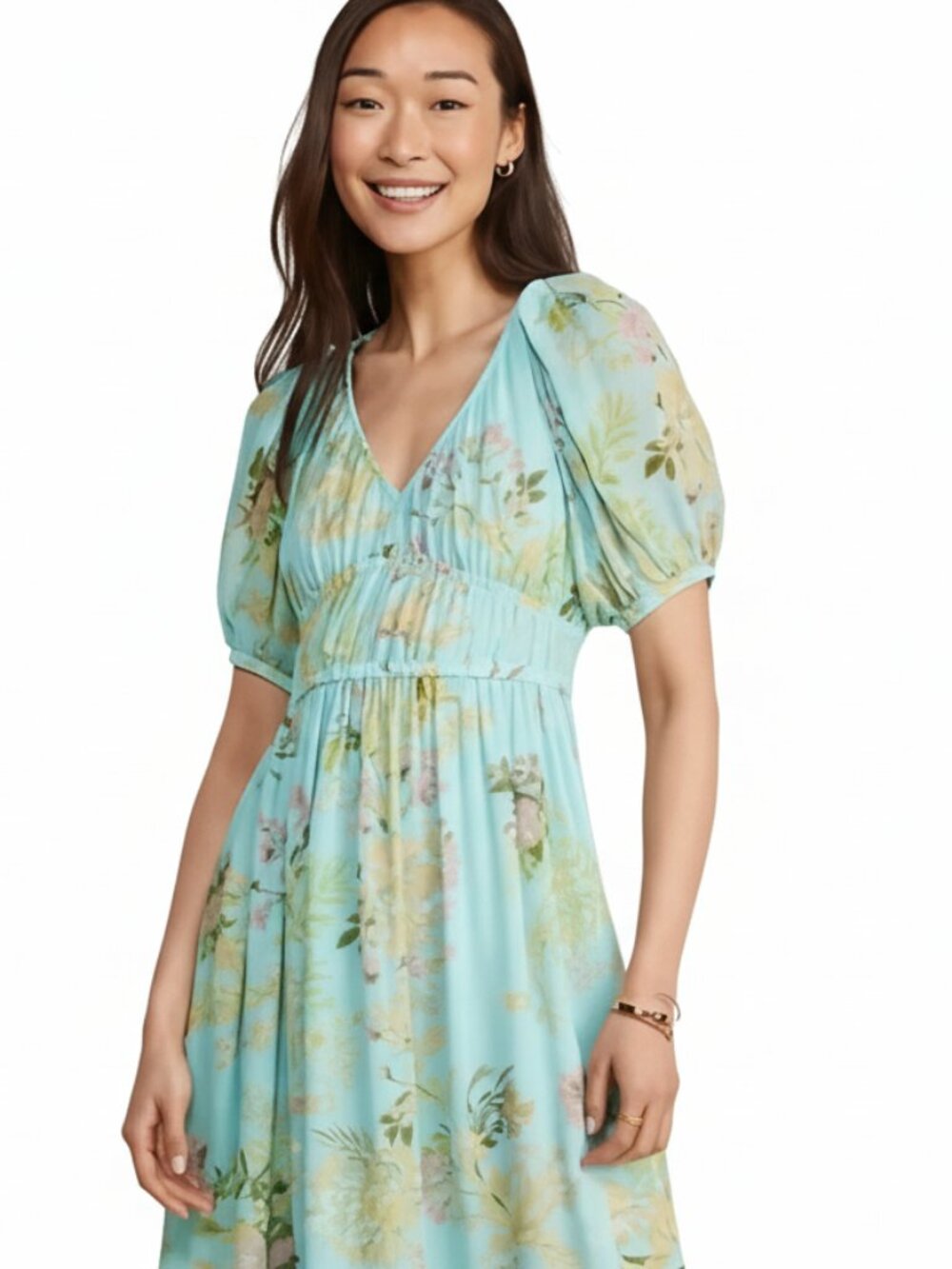 Vineyard Vines Mimosa Floral Aqua Maxi Dress, Beach & Wedding Ready NEW - Picture 7 of 7